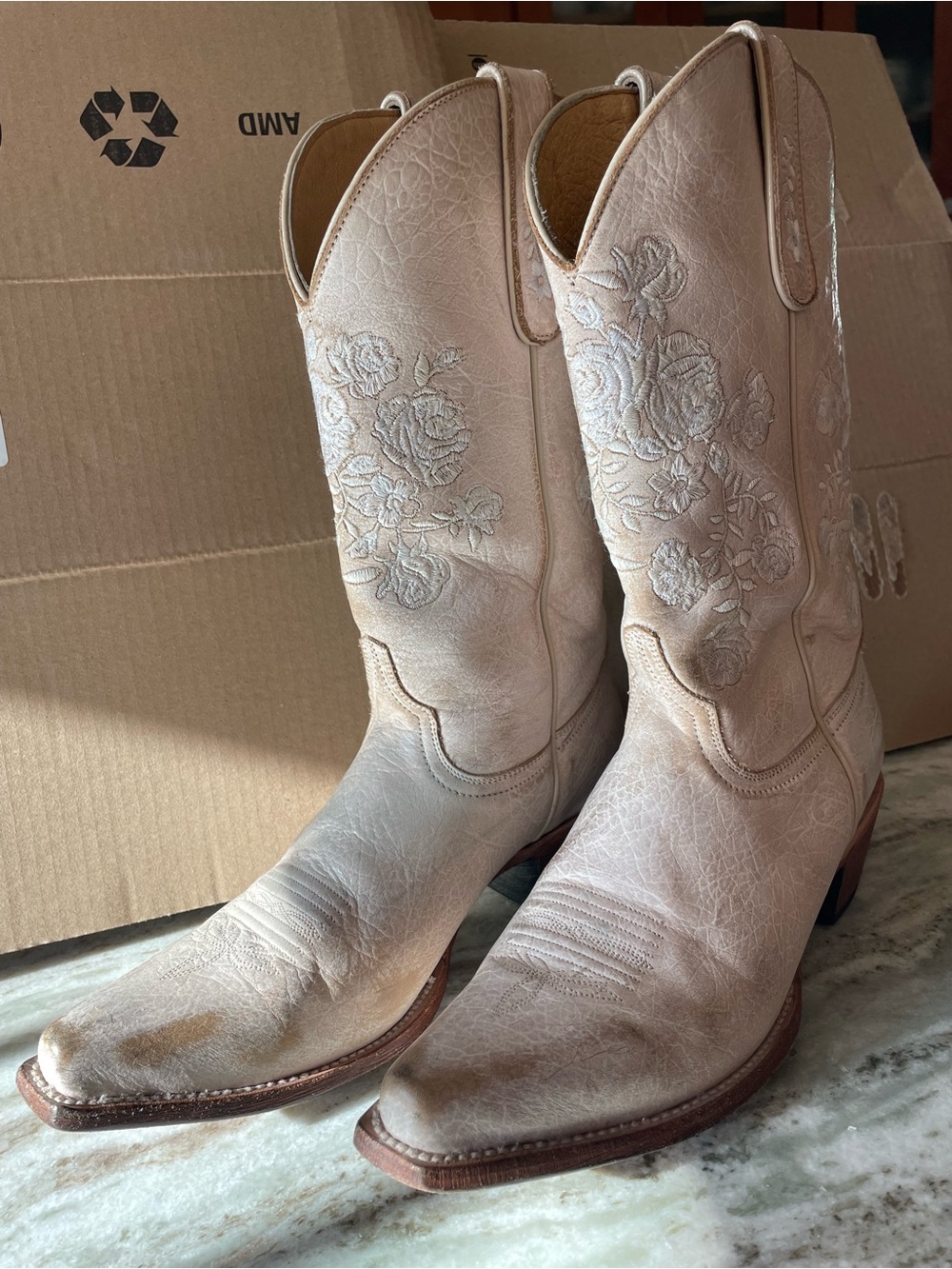 Laredo Light Beige Embroidered Western Boot